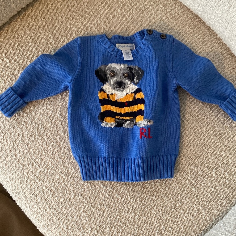 Dog-Intarsia Cotton Sweater